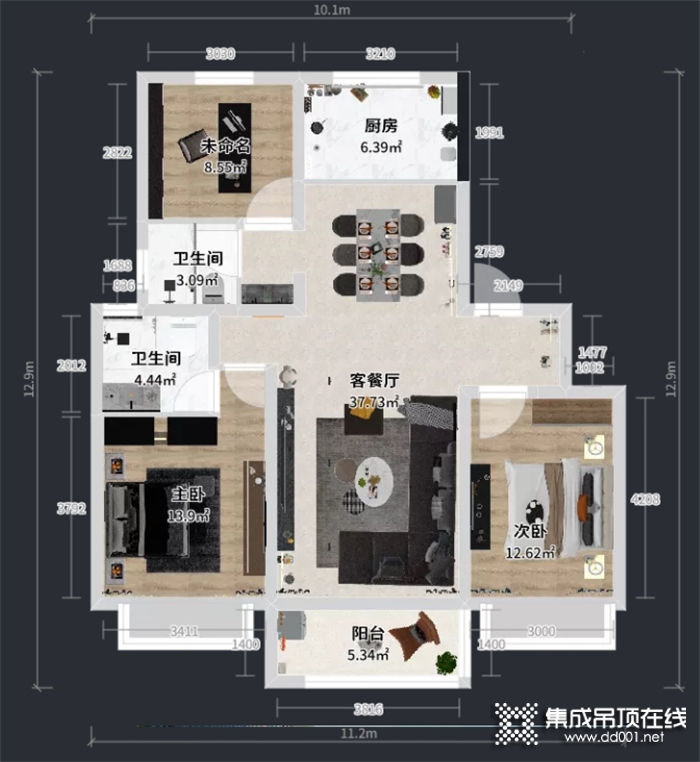 世紀(jì)豪門92㎡現(xiàn)代風(fēng)--無(wú)主燈設(shè)計(jì)果然不凡，樸素的空間也有檔次感